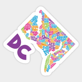 Washington DC Neighborhoods Cute Colors Sticker